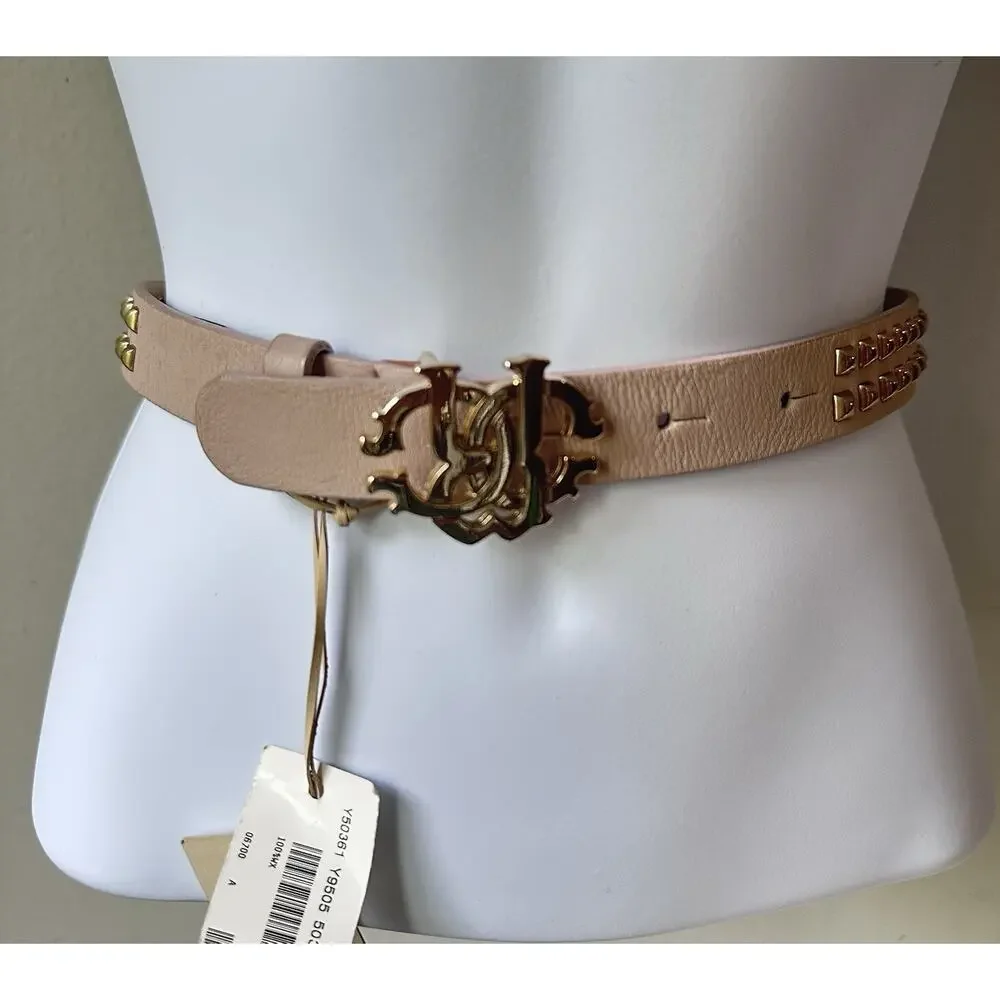 Roberto Cavalli Girl’s Beige Leather Logo Buckle Belt size 18 (4-6 years old)